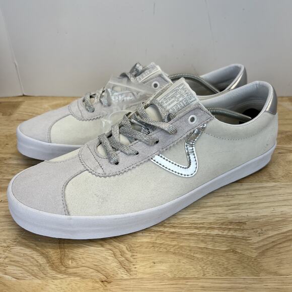 Vans Sport Low Mens Sz 11 High Shine Blanc De Blanc Suede Skater Sneakers Shoes